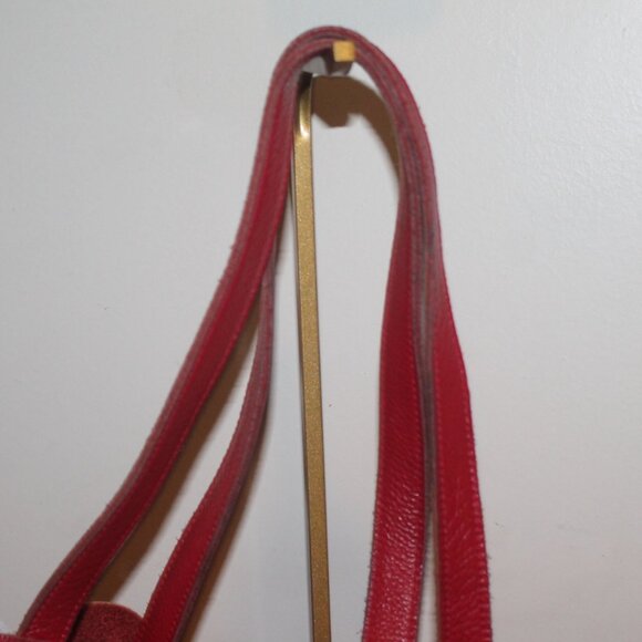 Large Soft True Red Pebbled Leather Shopper Tote Shoulder Bag w Snap in Pocket - Picture 5 of 9